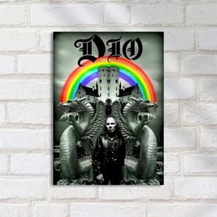 Quadro Decorativo Desconhecido Dragao Arcoiris Castelo