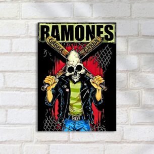 Quadro Decorativo Ramones Caveira Jacket Tacos