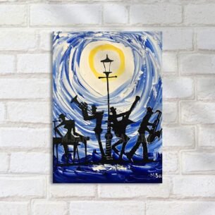 Quadro Decorativo Jazz Banda Lamppost Noite