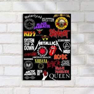 Quadro Decorativo Logos Bandas Rock Metal