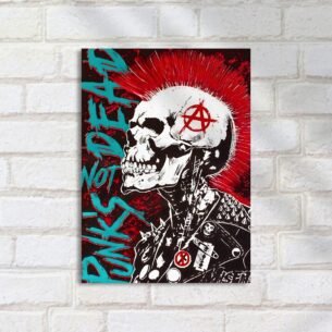 Quadro Decorativo Punk Caveira Anarquia Moicano