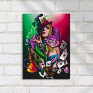 Quadro Decorativo Alice Chapeleiro Gato Risonho