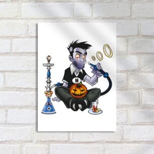 Quadro Decorativo Personagem Fumando Narguile Abobora