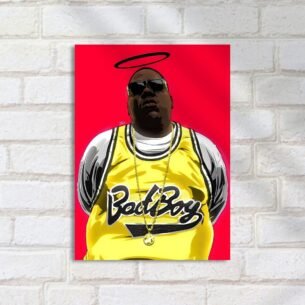 Quadro Decorativo Rap - Desenho Rapper Camiseta Amarela