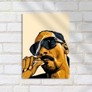 Quadro Decorativo Rap - Desenho Homem Oculos Fumando