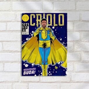 Quadro Decorativo Rap - Criolo Super Heroi Quadrinhos