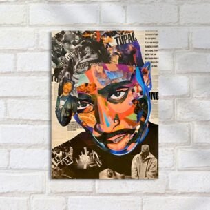 Quadro Decorativo Rap - Tupac Colagem Cores Vibrantes