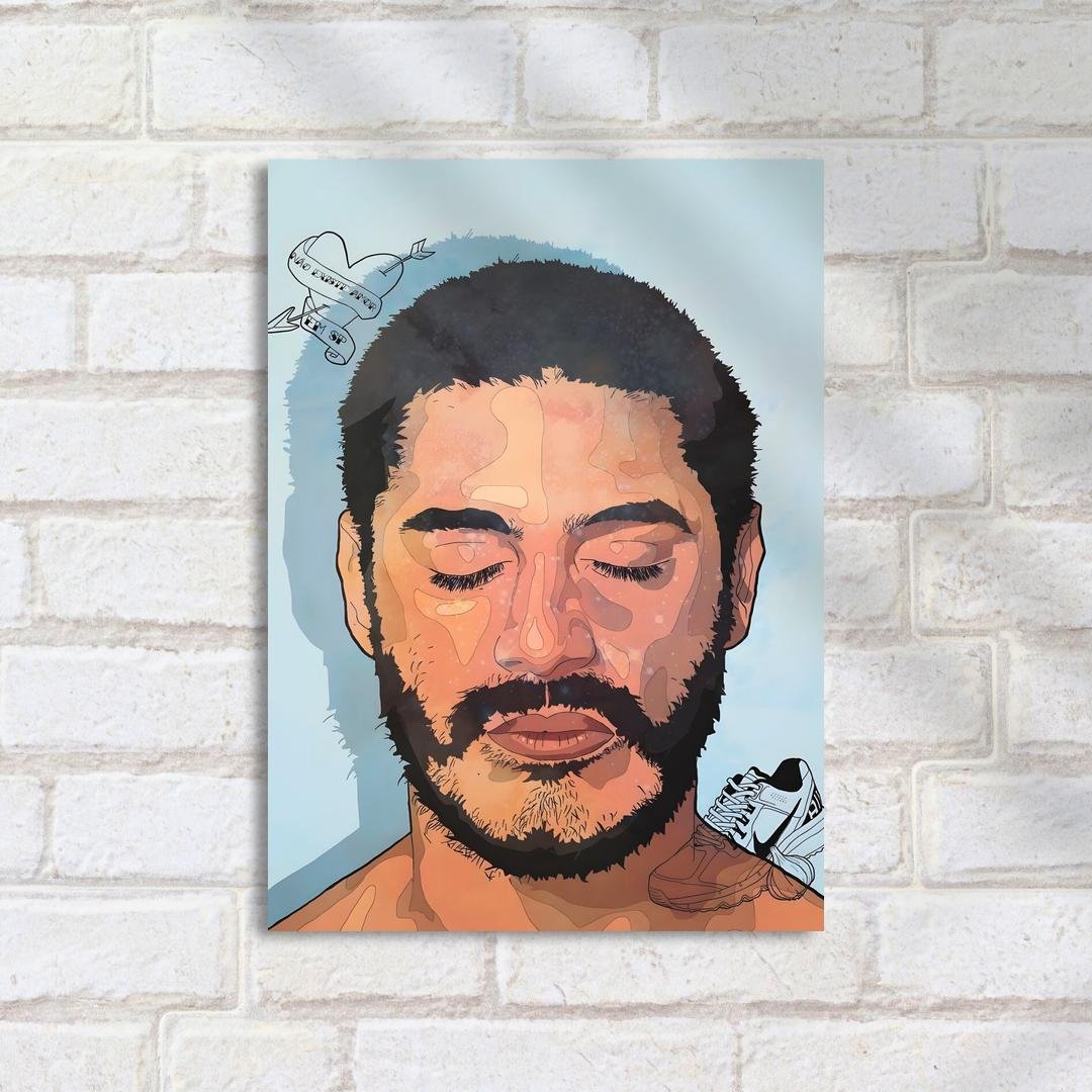 Quadro Decorativo Rap - Homem Barba Ilustracao Tenis