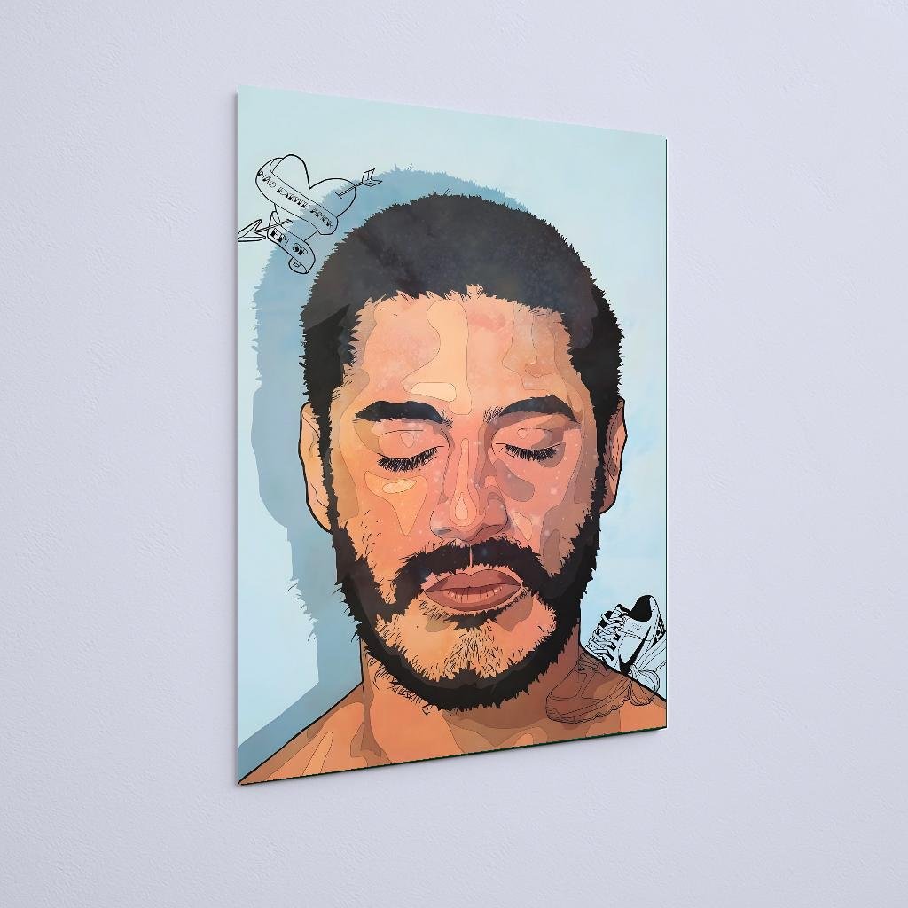 Quadro Decorativo Rap - Homem Barba Ilustracao Tenis - Imagem 2