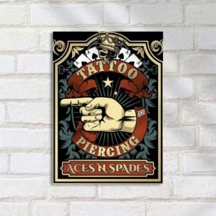 Quadro Decorativo Skull Coroa Tattoo Piercing