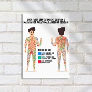 Quadro Decorativo Mapa Dor Tatuagem Cores