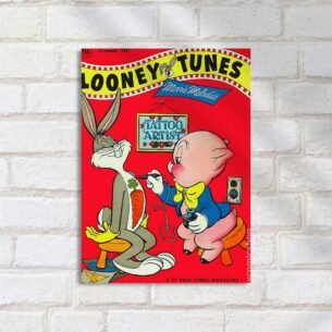 Quadro Decorativo Bugs Bunny Tatuagem Porco