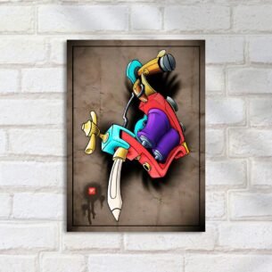 Quadro Decorativo Tattoo Machine Colorida