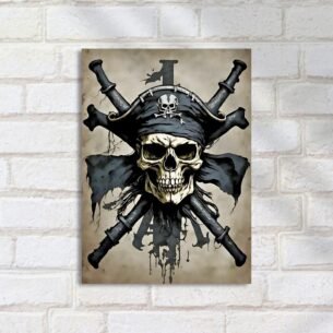 Quadro Decorativo Caveira Pirata Bandeira
