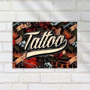 Quadro Decorativo Tattoo Arte Rosas Coroas