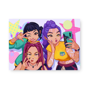 Quadro Decorativo - Anime Garotas Selfie Colorido