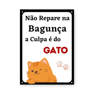Quadro Decorativo - Gato Brincalhao Bagunca Placa