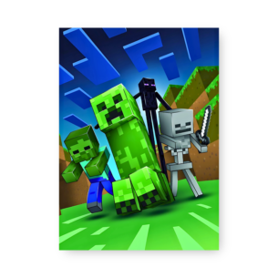 Quadro Decorativo - Minecraft Creeper Zumbi Skeleton Enderman