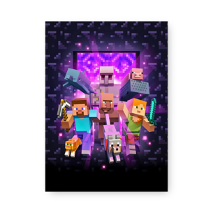 Quadro Decorativo - Minecraft Personagens Portal Nether
