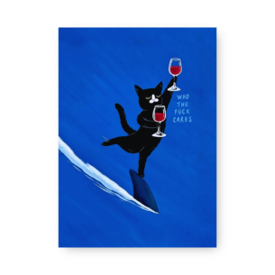 Quadro Decorativo - Gato Vinho Surfando Tubarao