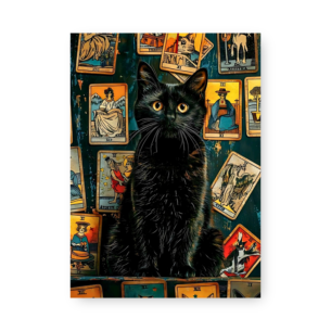 Quadro Decorativo - Gato Preto Cartas Taro