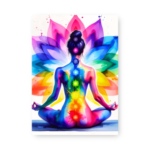 Quadro Decorativo Meditacao Chakras Coloridos