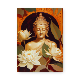 Quadro Decorativo Buda Com Flores Lotus