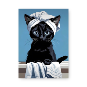 Quadro Decorativo Gatinho Toalha Branca