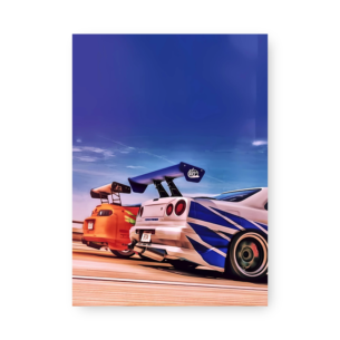 Quadro Decorativo - Carros Tunados Corrida Azul