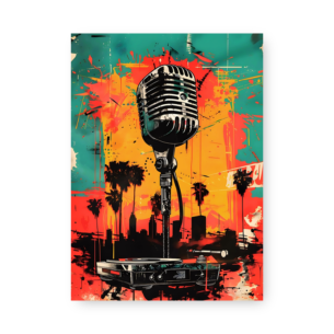 Quadro Decorativo - Microfone Vintage Palmeiras Fundo