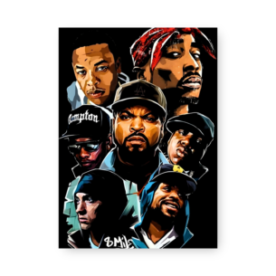Quadro Decorativo Desenho Rappers Famosos Sorrindo