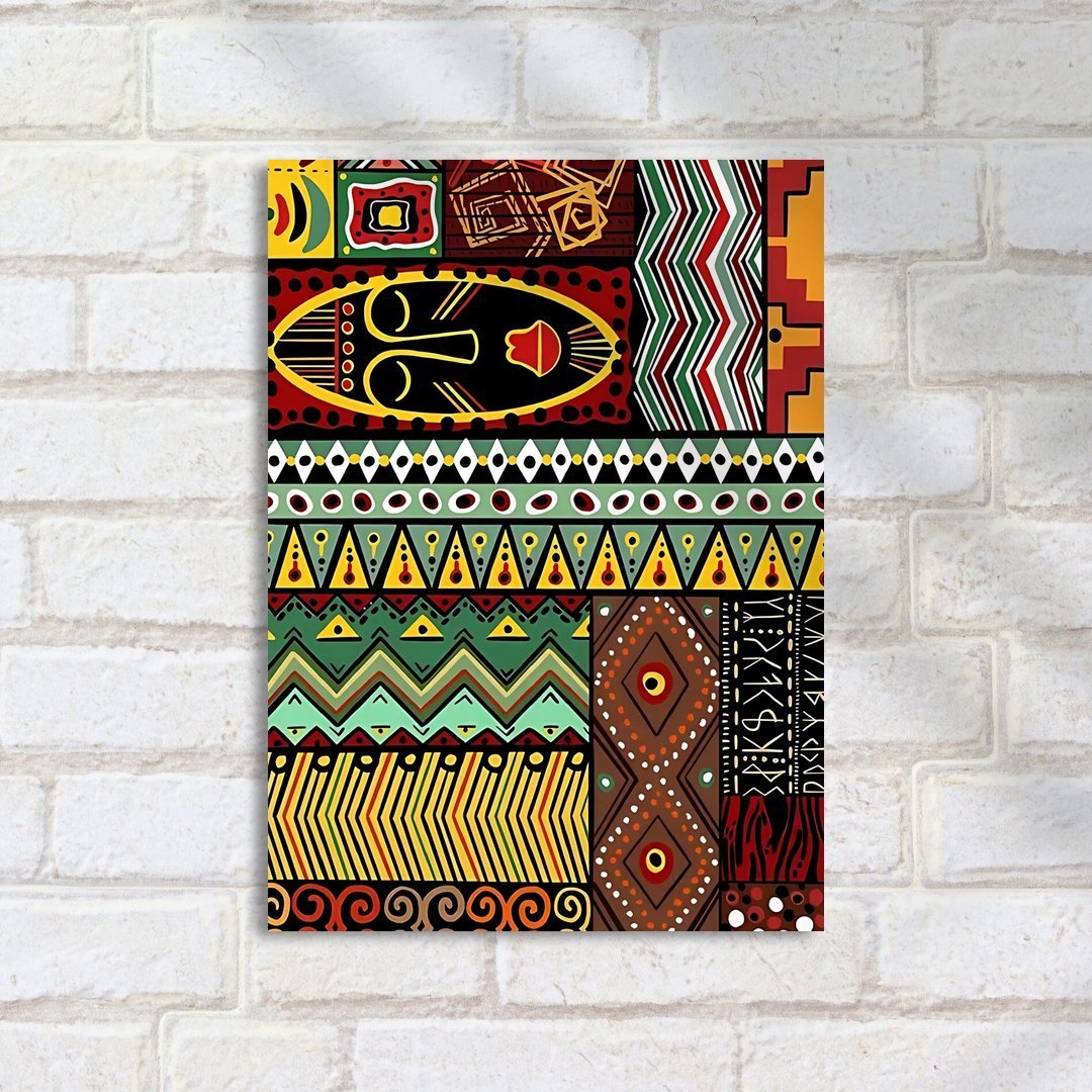 Quadro Decorativo Máscara Tribal Padrões Coloridos - Imagem 2