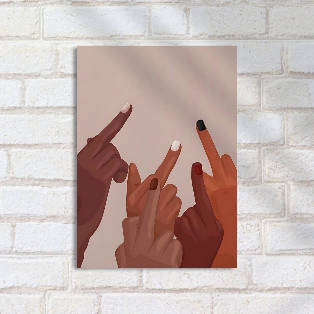 Quadro Decorativo Mãos Dedos Médios Levantados - Imagem 2