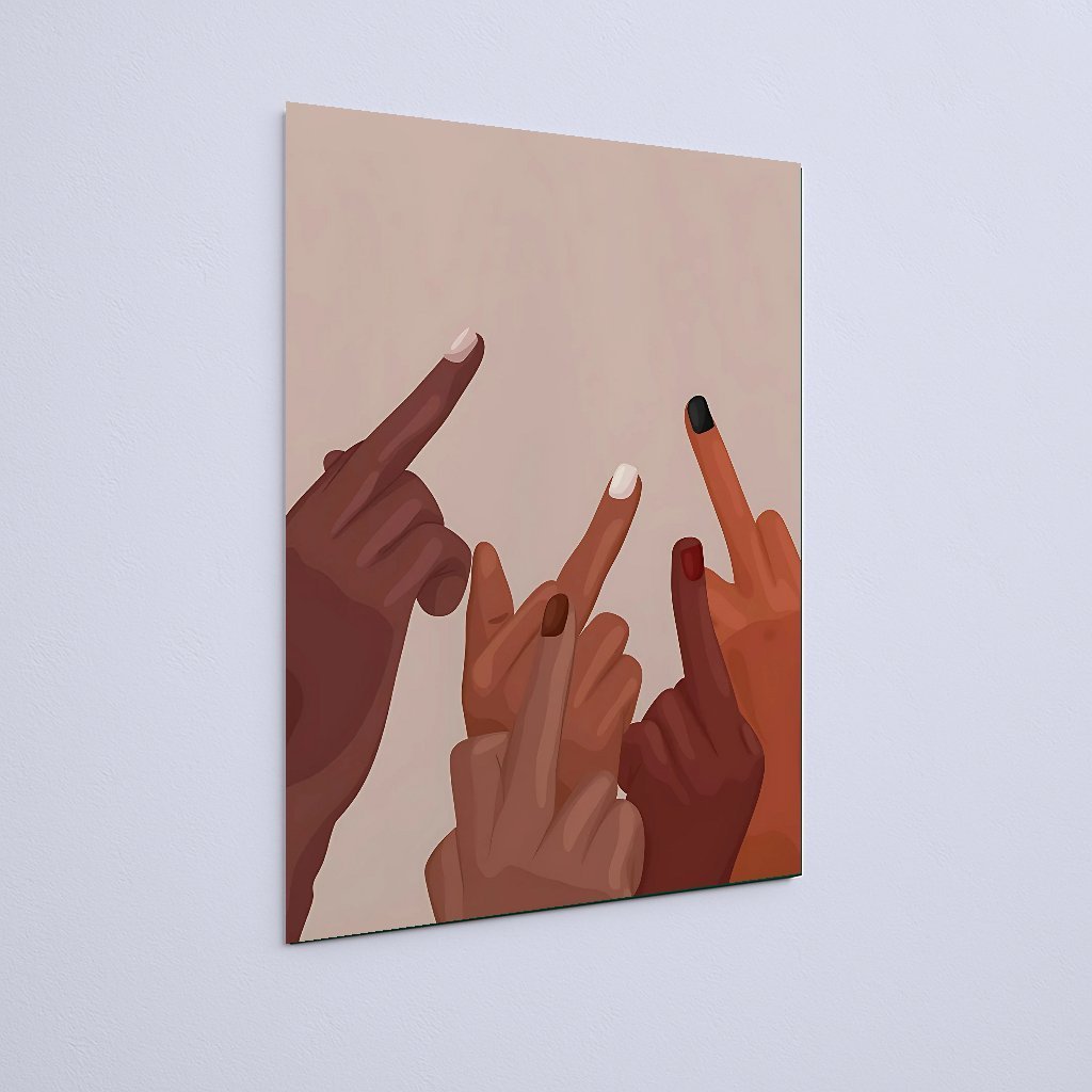 Quadro Decorativo Mãos Dedos Médios Levantados - Imagem 3