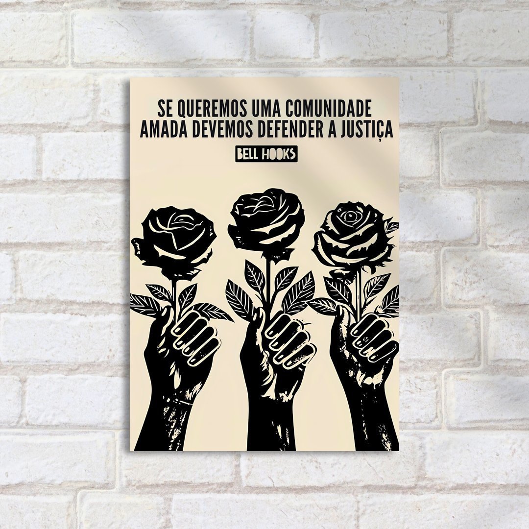 Quadro Decorativo Flores Maos Justica Comunidade - Imagem 2