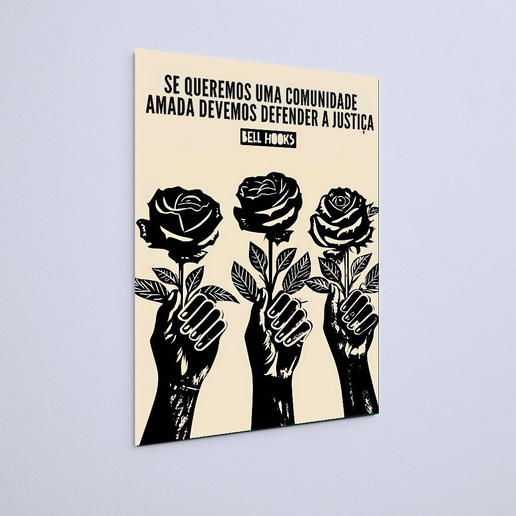 Quadro Decorativo Flores Maos Justica Comunidade - Imagem 3