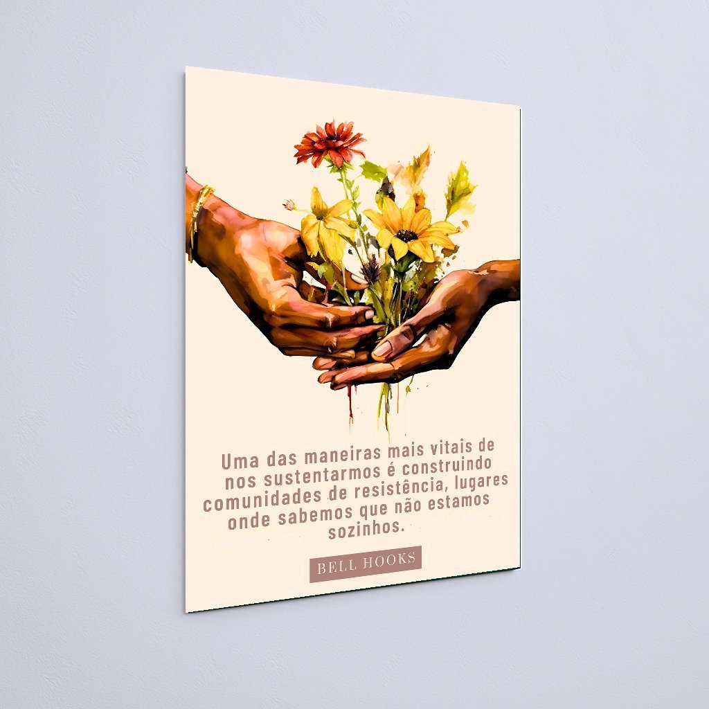Quadro Decorativo Mãos Flores Bell Hooks - Imagem 3