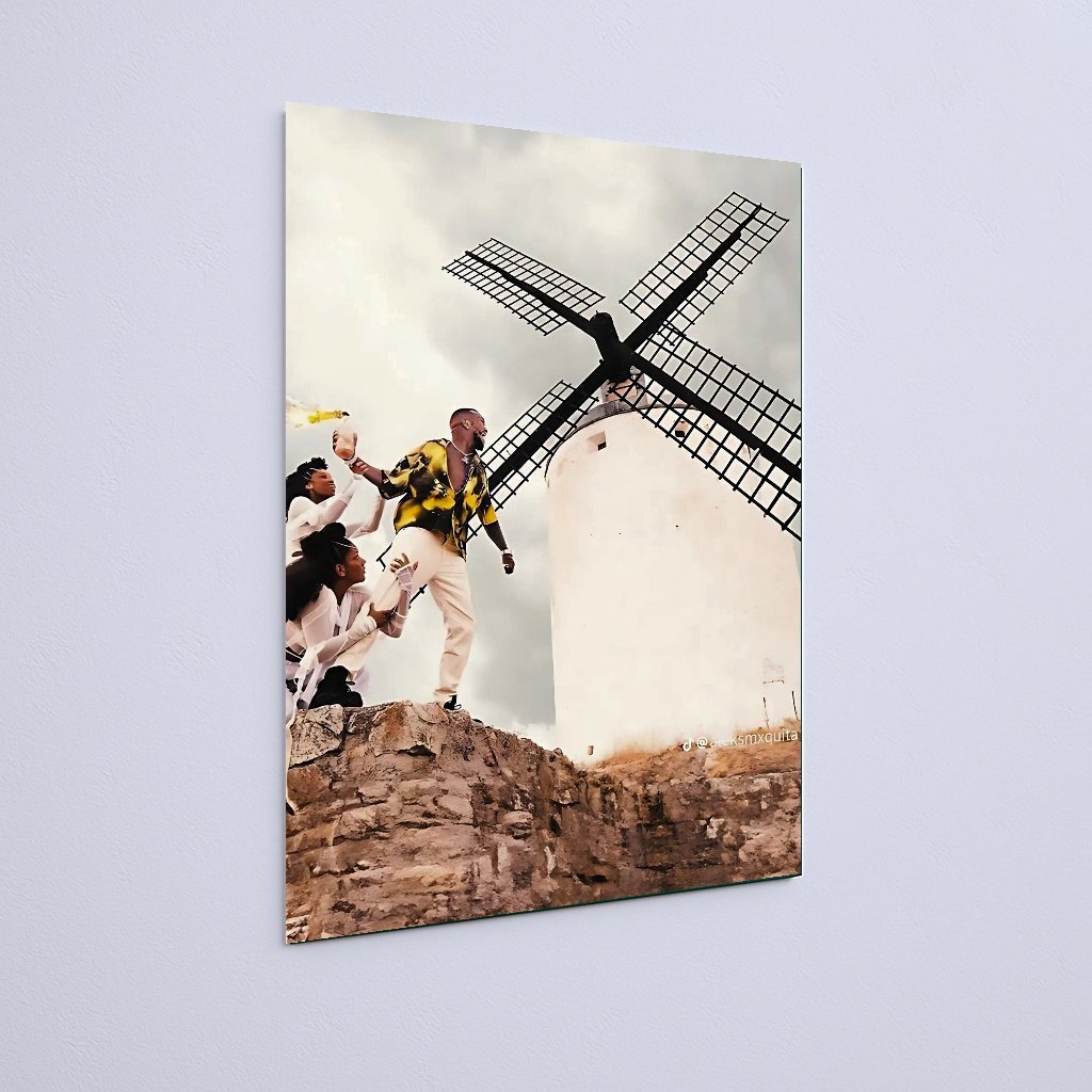 Quadro Decorativo Pessoas Perto Moinho Vento - Imagem 3