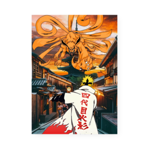 Quadro Decorativo Hokage Naruto Kyuubi Cidade