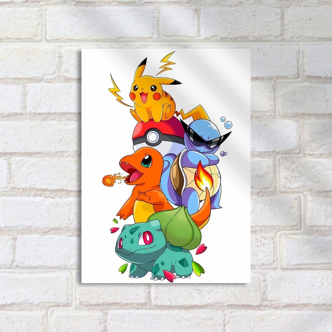 Quadro Decorativo Pokemon Pikachu Squirtle Charmander Bulbasaur - Imagem 2