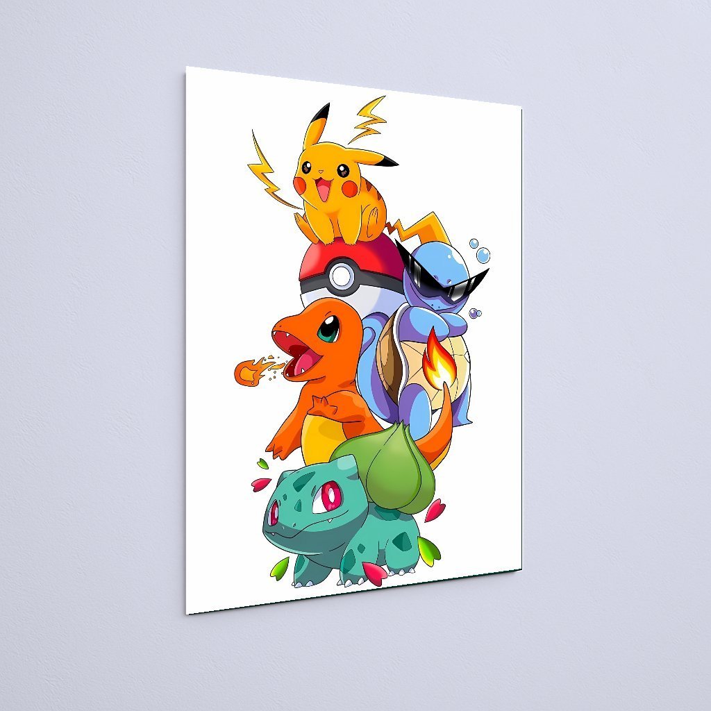 Quadro Decorativo Pokemon Pikachu Squirtle Charmander Bulbasaur - Imagem 3