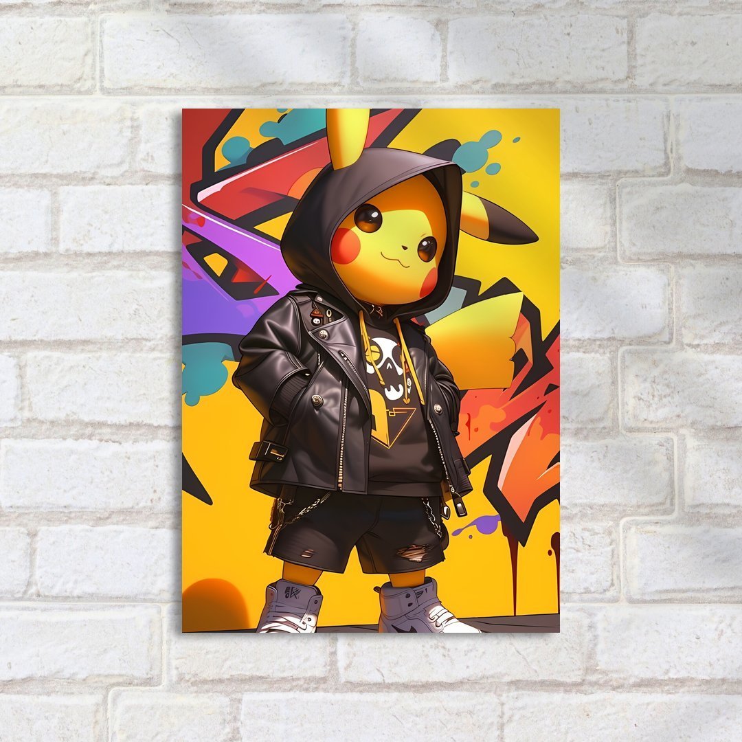 Quadro Decorativo Pokemon Pikachu Casaco Moletom Grafite - Imagem 2