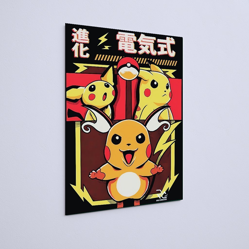 Quadro Decorativo Pokemon Pikachu Evolucao Raichu - Imagem 3