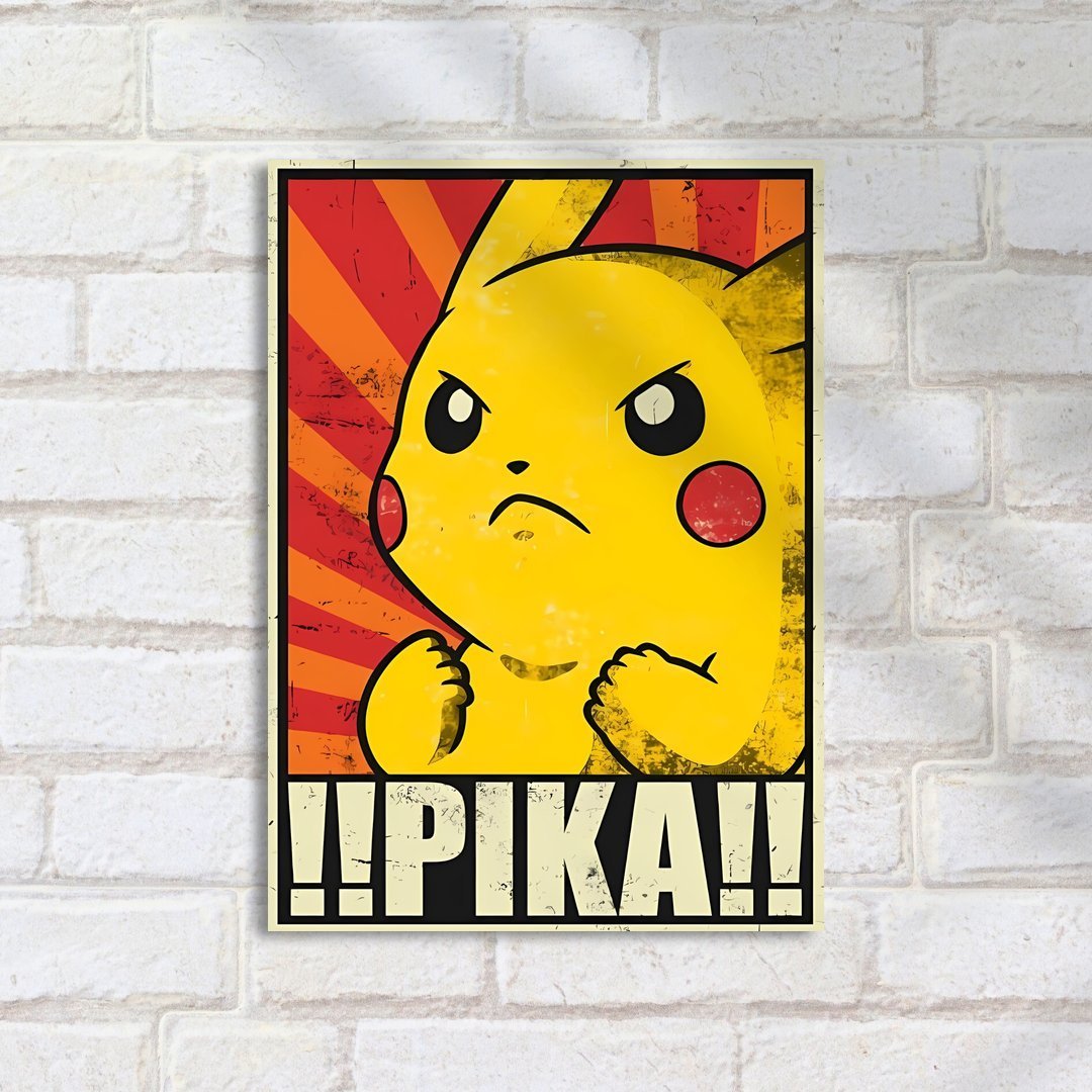 Quadro Decorativo Pokemon Pikachu Forte Determinado - Imagem 2