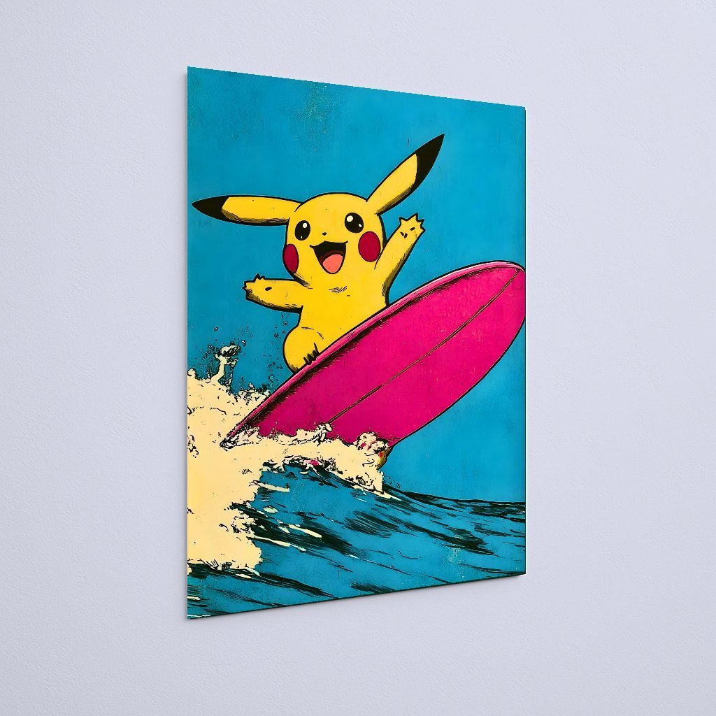 Quadro Decorativo Pokemon Pikachu Surfando Mar Onda - Imagem 3