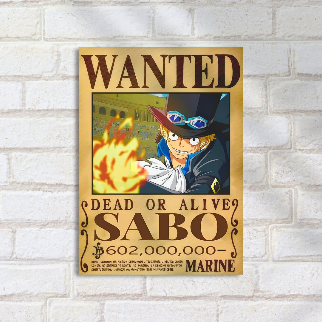 Quadro Decorativo One Piece Sabo Cartaz Wanted 602milhões - Imagem 2