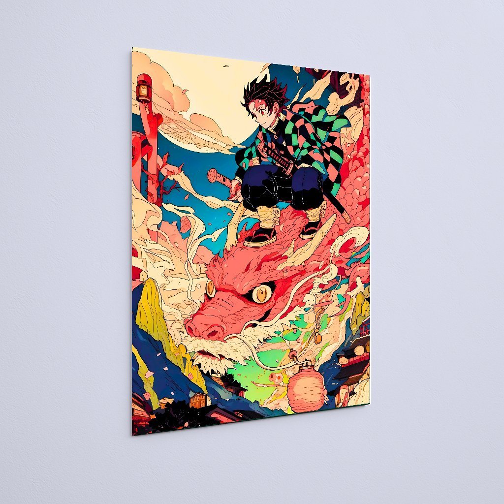 Quadro Decorativo Demon Slayer Samurai Dragao Colorido Demon Slayer - Imagem 3
