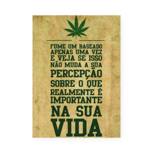 Quadro Decorativo Folha Maconha Texto Reflexao