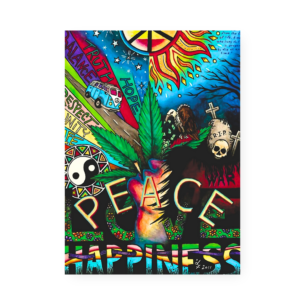 Quadro Decorativo Peace Happiness Poster Colorido
