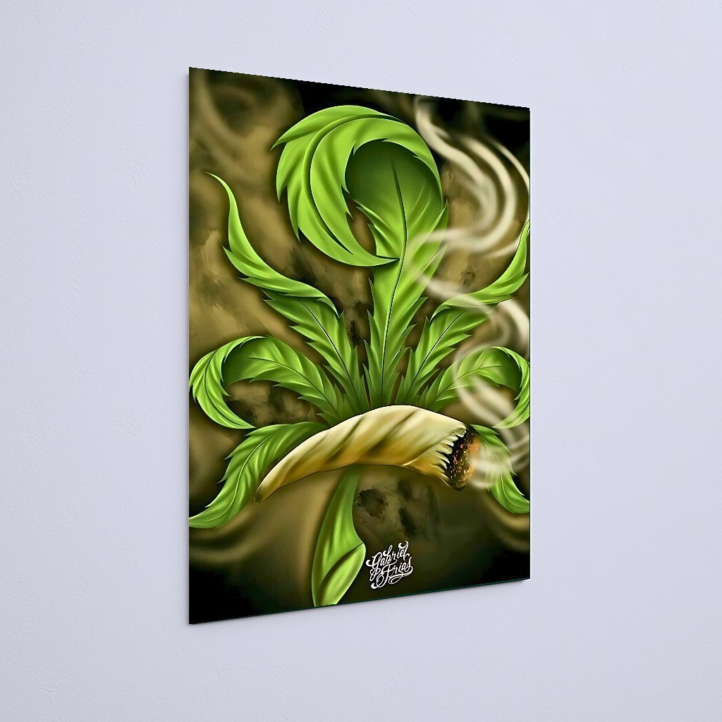 Quadro Decorativo Flor Verde Fumando Folhas - Imagem 3